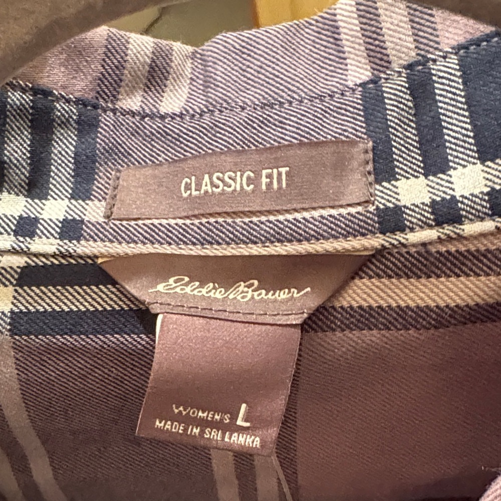 Eddie Bauer Blue and Purple Flannel Shirt - Picture 3 of 4